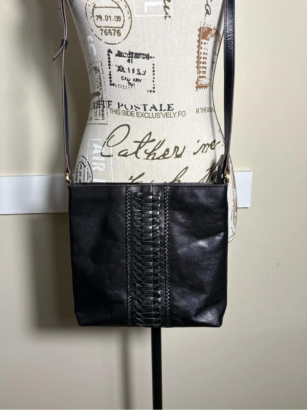 Lodis Black Leather Crossbody Bag Vintage 1965 Collection Adjustable Strap